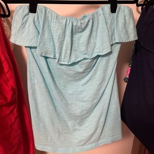 Lilly Pulitzer Wiley ruffle tube top in light blue— EEUC hardly worn SIZE XL